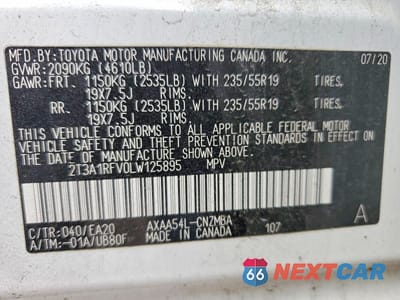 Zdjęcie 13 z 13 samochodu: 2020 TOYOTA RAV4 XLE PREMIUM VIN:2T3A1RFV0LW125895 - miniatura