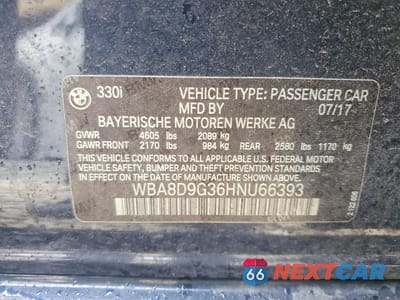 Zdjęcie 12 z 13 samochodu: 2017 BMW 330 XI VIN:WBA8D9G36HNU66393 - miniatura