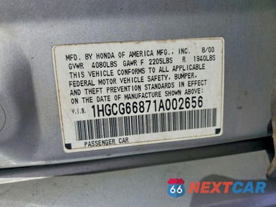 Zdjęcie 12 z 12 samochodu: 2001 HONDA ACCORD EX VIN:1HGCG66871A002656 - miniatura