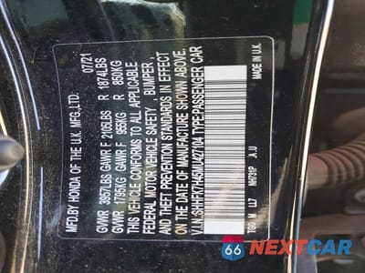 Zdjęcie 12 z 12 samochodu: 2021 HONDA CIVIC SPORT VIN:SHHFK7H45MU427104 - miniatura