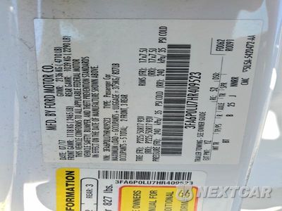 Zdjęcie 12 z 12 samochodu: 2017 FORD FUSION SE HYBRID VIN:3FA6P0LU7HR409523 - miniatura