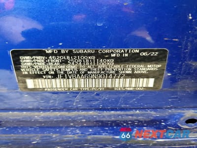 Zdjęcie 12 z 12 samochodu: 2022 SUBARU WRX VIN:JF1VBAA69N9014772 - miniatura