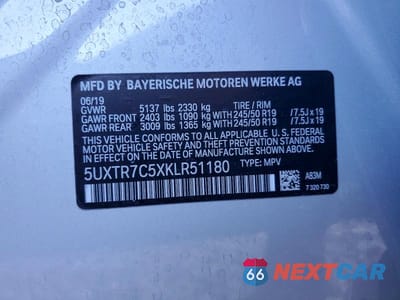 Zdjęcie 12 z 12 samochodu: 2019 BMW X3 SDRIVE30I VIN:5UXTR7C5XKLR51180 - miniatura