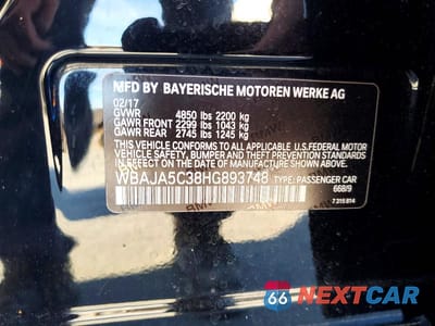 Zdjęcie 13 z 13 samochodu: 2017 BMW 530 I VIN:WBAJA5C38HG893748 - miniatura