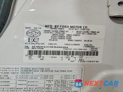 Zdjęcie 14 z 14 samochodu: 2014 FORD EDGE SEL VIN:2FMDK4JC9EBA66284 - miniatura
