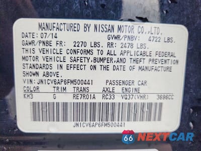 Zdjęcie 12 z 12 samochodu: 2015 INFINITI Q40 BASE VIN:JN1CV6AP6FM500441 - miniatura