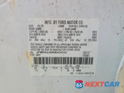 Zdjęcie 14 z 14 samochodu: 2022 FORD EDGE SEL VIN:2FMPK4J90NBA34342 - miniatura