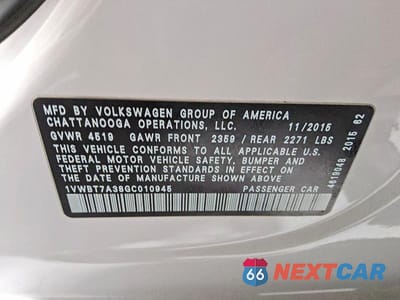 Zdjęcie 12 z 12 samochodu: 2016 VOLKSWAGEN PASSAT SE VIN:1VWBT7A38GC010945 - miniatura