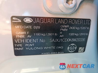 Zdjęcie 13 z 14 samochodu: 2019 JAGUAR XJ R - SPORT VIN:SAJXJ1CD0K8W20336 - miniatura
