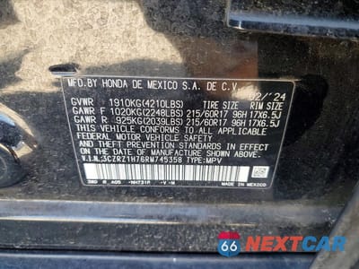 Zdjęcie 12 z 12 samochodu: 2024 HONDA HR-V EXL VIN:3CZRZ1H76RM745358 - miniatura