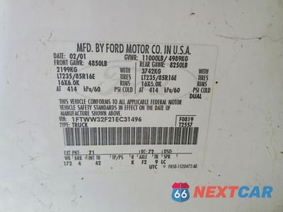 Zdjęcie 12 z 12 samochodu: 2001 FORD F350 SUPER DUTY VIN:1FTWW32F21EC31496 - miniatura