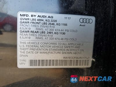 Zdjęcie 13 z 13 samochodu: 2018 AUDI Q3 PREMIUM VIN:WA1ECCFS6JR017187 - miniatura