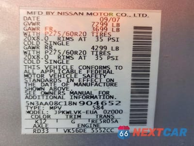 Zdjęcie 13 z 13 samochodu: 2008 INFI QX56 VIN:5N3AA08C18N904652 - miniatura
