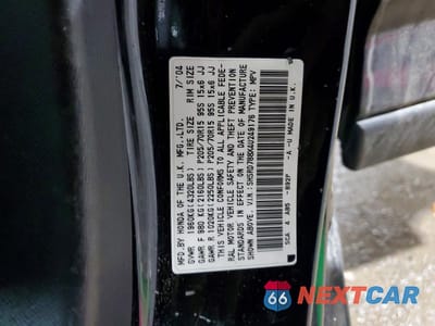 Zdjęcie 14 z 14 samochodu: 2004 HONDA CR-V EX VIN:SHSRD788X4U249176 - miniatura
