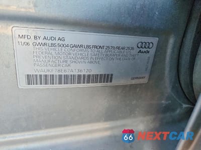 Zdjęcie 12 z 12 samochodu: 2007 AUDI A4 2.0T AVANT QUATTRO VIN:WAUKF78E67A136120 - miniatura