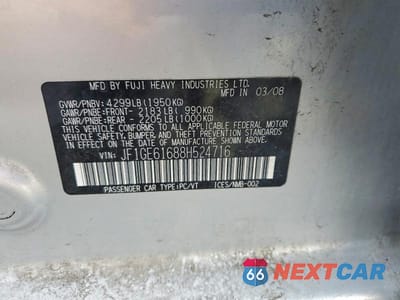 Zdjęcie 13 z 13 samochodu: 2008 SUBARU IMPREZA 2.5I VIN:JF1GE61688H524716 - miniatura