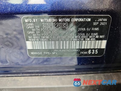 Zdjęcie 14 z 14 samochodu: 2022 MITSUBISHI OUTLANDER SE VIN:JA4J4UA87NZ038441 - miniatura