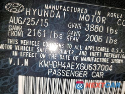 Zdjęcie 13 z 13 samochodu: 2016 HYUNDAI ELANTRA SE VIN:KMHDH4AEXGU637004 - miniatura