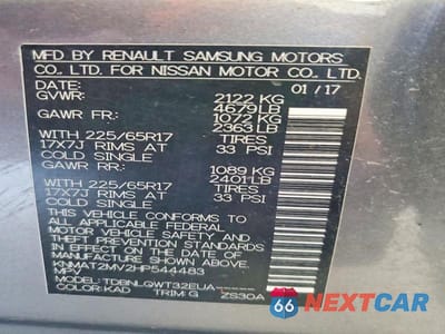 Zdjęcie 12 z 12 samochodu: 2017 NISSAN ROGUE SV VIN:KNMAT2MV2HP544483 - miniatura