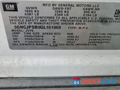 Zdjęcie 13 z 13 samochodu: 2016 CHEVROLET TRAX 1LT VIN:3GNCJPSB9GL161968 - miniatura