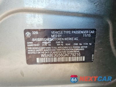 Zdjęcie 12 z 12 samochodu: 2016 BMW 328 XI SULEV VIN:WBA8E3G56GNT79216 - miniatura