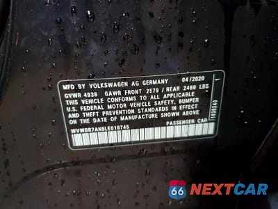 Zdjęcie 12 z 12 samochodu: 2020 VOLKSWAGEN ARTEON SE VIN:WVWBR7AN5LE018745 - miniatura