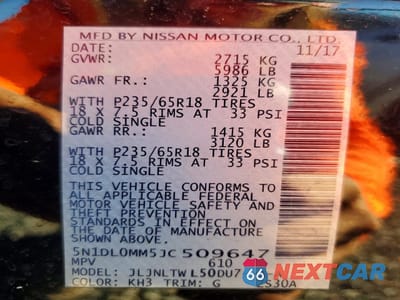 Zdjęcie 13 z 13 samochodu: 2018 INFINITI QX60 BASE VIN:5N1DL0MM5JC509647 - miniatura