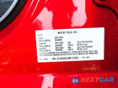 Zdjęcie 12 z 12 samochodu: 2021 TESLA MODEL Y VIN:5YJYGDEE4MF123981 - miniatura