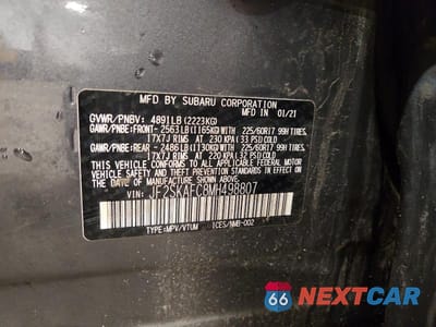 Zdjęcie 13 z 13 samochodu: 2021 SUBARU FORESTER PREMIUM VIN:JF2SKAFC8MH498807 - miniatura
