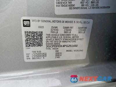 Zdjęcie 12 z 13 samochodu: 2023 CHEVROLET SILVERADO K1500 LT TRAIL BOSS VIN:3GCPDFEK4PG251450 - miniatura