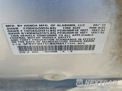 Zdjęcie 13 z 14 samochodu: 2012 HONDA PILOT EXLN VIN:5FNYF3H7XCB026647 - miniatura