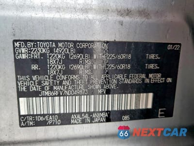 Zdjęcie 13 z 13 samochodu: 2022 TOYOTA RAV4 HYBRID XLE PREMIUM VIN:JTMB6RFV7ND049873 - miniatura