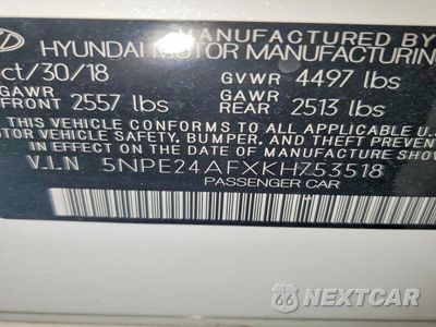 Zdjęcie 14 z 14 samochodu: 2019 HYUNDAI SONATA SE VIN:5NPE24AFXKH753518 - miniatura