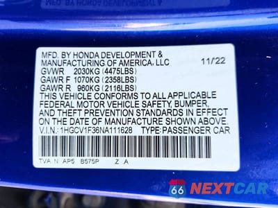 Zdjęcie 13 z 13 samochodu: 2022 HONDA ACCORD SPORT VIN:1HGCV1F36NA111628 - miniatura