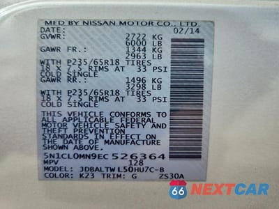 Zdjęcie 13 z 13 samochodu: 2014 INFINITI QX60 HYBRID VIN:5N1CL0MN9EC526364 - miniatura