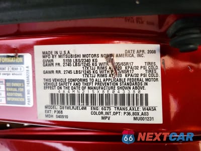 Zdjęcie 13 z 13 samochodu: 2008 MITSUBISHI ENDEAVOR LS VIN:4A4MN21SX8E043380 - miniatura