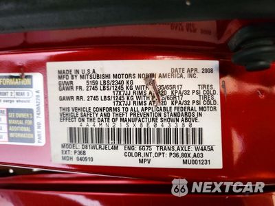 Zdjęcie 13 z 13 samochodu: 2008 MITSUBISHI ENDEAVOR LS VIN:4A4MN21SX8E043380 - miniatura