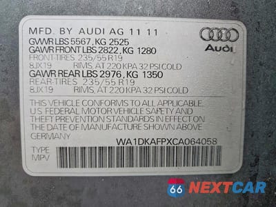 Zdjęcie 13 z 13 samochodu: 2012 AUDI Q5 PREMIUM PLUS VIN:WA1DKAFPXCA064058 - miniatura