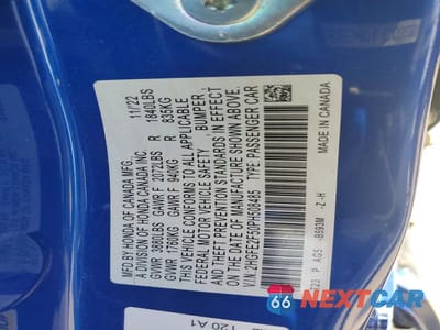 Zdjęcie 12 z 12 samochodu: 2023 HONDA CIVIC SPORT VIN:2HGFE2F50PH508485 - miniatura
