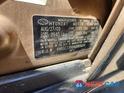 Zdjęcie 13 z 13 samochodu: 2004 HYUNDAI SANTA FE GLS VIN:KM8SC13D04U593034 - miniatura