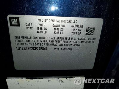 Zdjęcie 12 z 12 samochodu: 2012 CHEVROLET MALIBU LS VIN:1G1ZB5E02CF275841 - miniatura