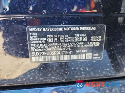 Zdjęcie 13 z 13 samochodu: 2024 BMW X5 XDRIVE40I VIN:5UX23EU05R9U71981 - miniatura