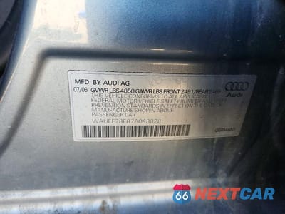 Zdjęcie 13 z 13 samochodu: 2007 AUDI A4 S-LINE 2.0T QUATTRO TURBO VIN:WAUEF78E87A048828 - miniatura