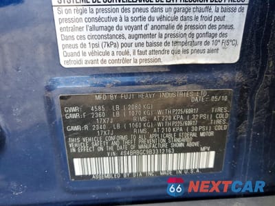 Zdjęcie 12 z 13 samochodu: 2011 SUBARU OUTBACK 2.5I PREMIUM VIN:4S4BRBGC9B3312163 - miniatura