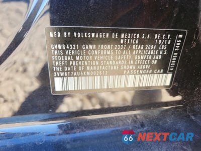 Zdjęcie 12 z 12 samochodu: 2019 VOLKSWAGEN GTI S VIN:3VW6T7AU5KM002612 - miniatura