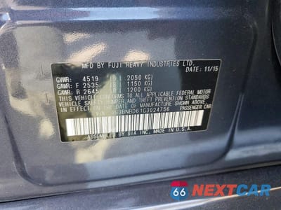 Zdjęcie 12 z 12 samochodu: 2016 SUBARU LEGACY 2.5I PREMIUM VIN:4S3BNBD61G3024756 - miniatura