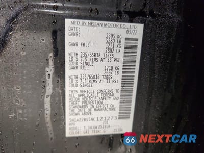 Zdjęcie 13 z 13 samochodu: 2022 NISSAN MURANO SV VIN:5N1AZ2BS5NC121273 - miniatura