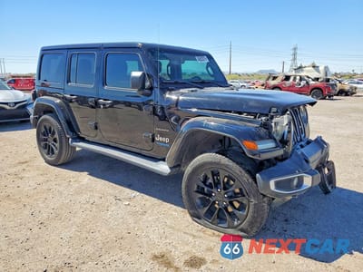 Czwarte zdjęcie samochodu z boku: 2021 JEEP WRANGLER UNLIMITED SAHARA 4XE VIN:1C4JJXP61MW652584 - miniatura