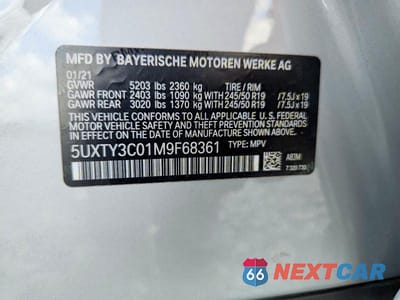 Zdjęcie 13 z 13 samochodu: 2021 BMW X3 SDRIVE30I VIN:5UXTY3C01M9F68361 - miniatura