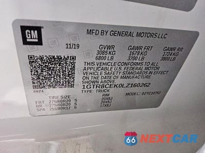 Zdjęcie 12 z 12 samochodu: 2020 GMC SIERRA C1500 ELEVATION VIN:1GTR8CEK0LZ160262 - miniatura